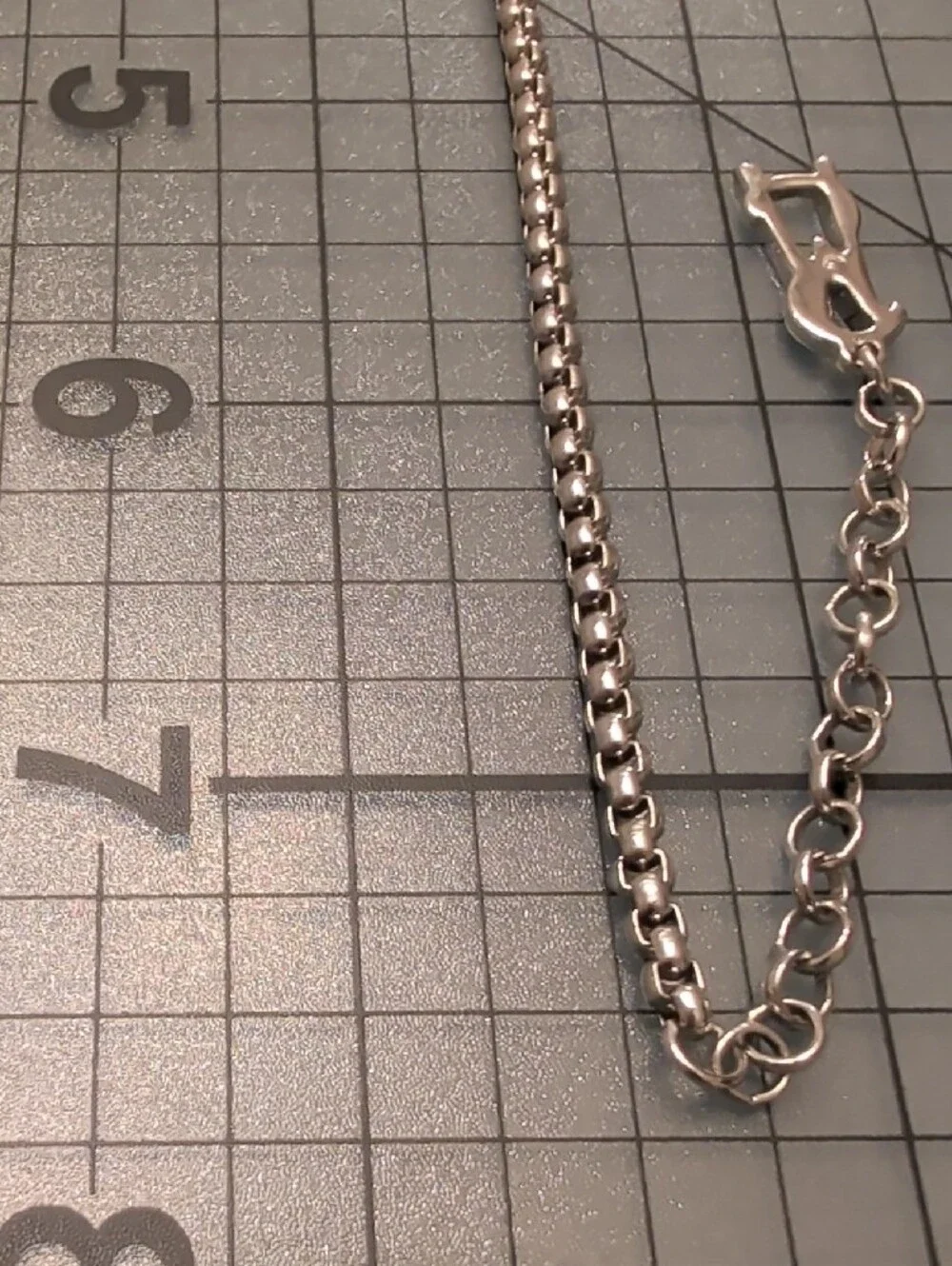 Silver Tone Chain Bracelet with MS Charm - Silver